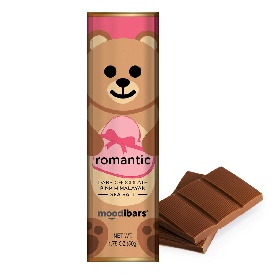 Seasonal Moodibars - romantic - Pink Himalayan Sea Salt Dark Chocolate Bar 1.5oz