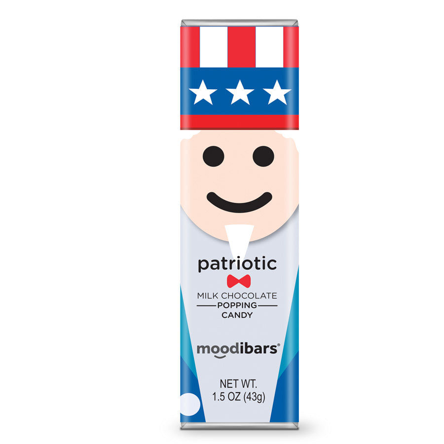 Seasonal Moodibars - patriotic - Milk Chocolate Popping Candy Bar 1.5oz