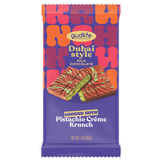 gudlife - Dubai Style Milk Chocolate Pistachio Creme Krunch Bar 3oz