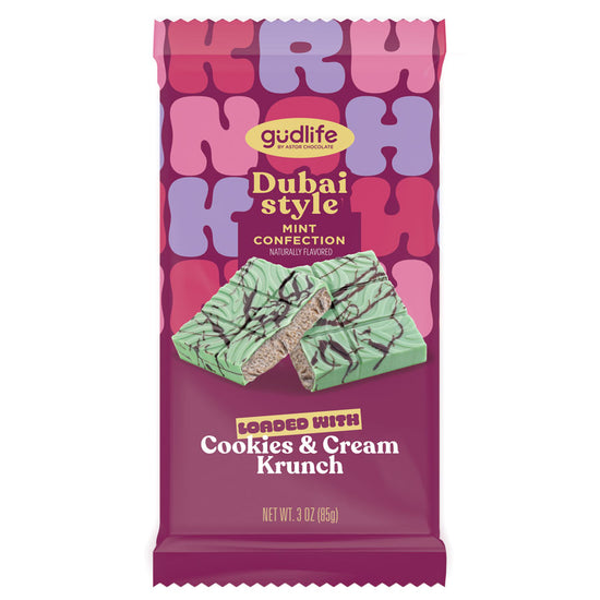 gudlife - Dubai Style Mint Confection Cookies & Cream Krunch Bar 3oz