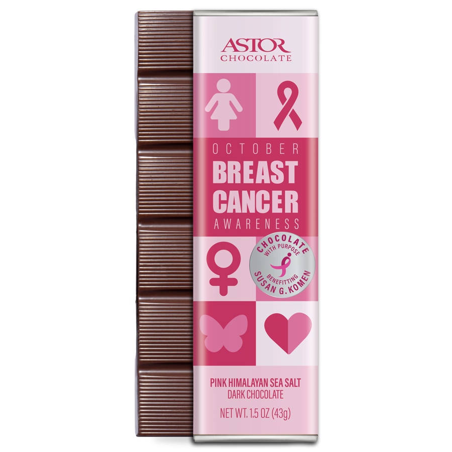 Susan G. Komen Limited Edition Pink Himalayan Sea Salt Dark Chocolate Bar 1.5oz