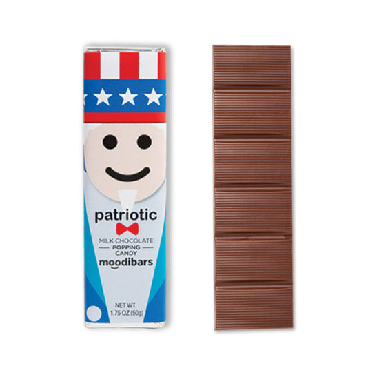 Seasonal Moodibars - patriotic - Milk Chocolate Popping Candy Bar 1.75oz