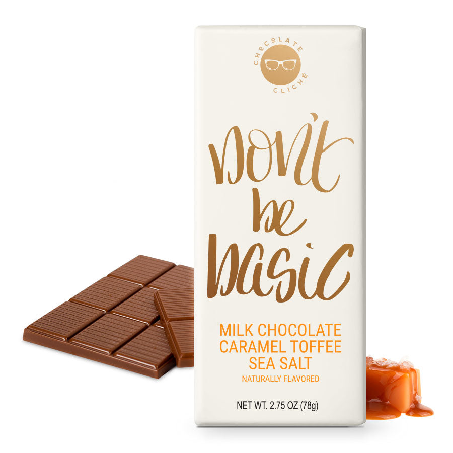 Cliche - Don't Be Basic Milk Chocolate Caramel Toffee Pretzel Sea Salt Flavored Bar 2.75oz