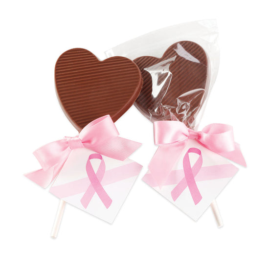 Fall Collection - Breast Cancer Awareness Milk Chocolate Heart Lollipop