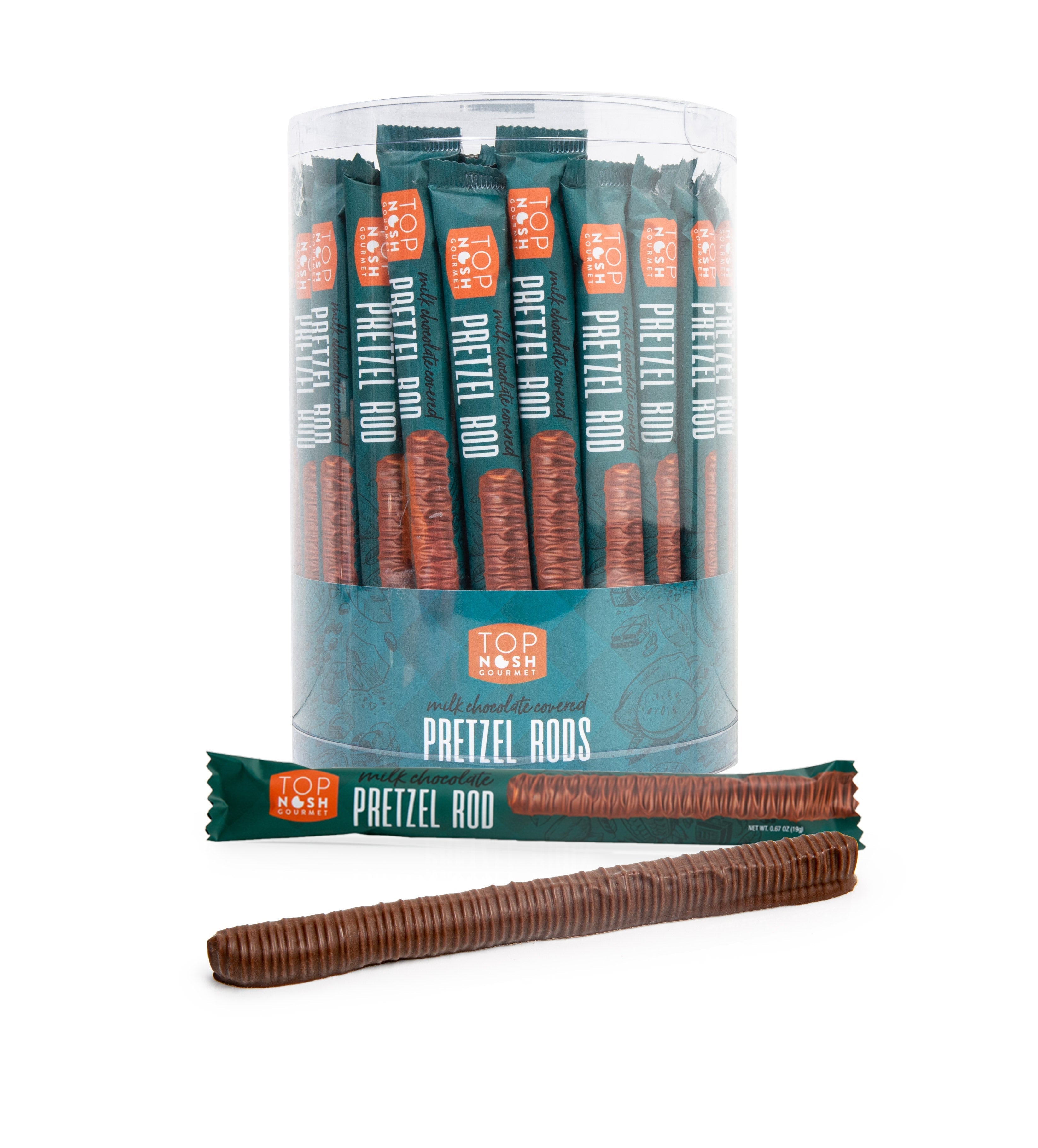 Top Nosh - Milk Chocolate Pretzel Rods 50 single packs per tub (2 ...